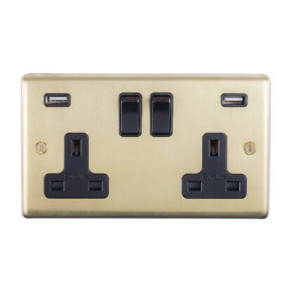 Eurolite SB2USBB Eurolite Stainless Steel 2 Gang Usb Socket - Satin Brass (LEAD TIME: 2-3 DAYS)