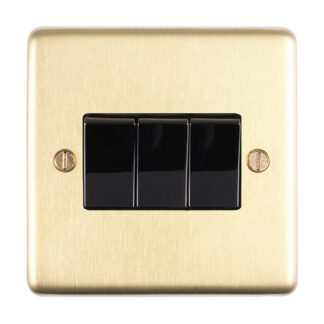 Eurolite SB3SWB Eurolite Stainless Steel 3 Gang Switch - Satin Brass (LEAD TIME: 2-3 DAYS)