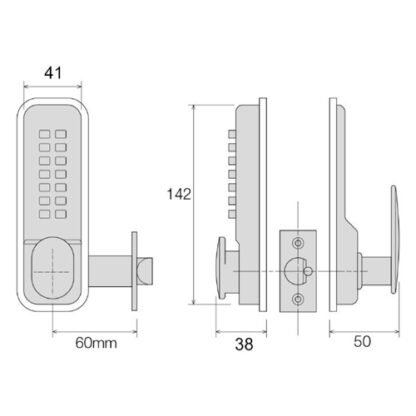 CQR SBL310.BLFR Push Button Lock | Traditional Code | Fire Rated | Knob | Black | 3 - 7 Digits | Hold Back (LEAD TIME: 2-3 DAYS) - Image 2