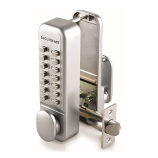 CQR SBL320.SFR Push Button Lock | Easy Code | Fire Rated | Knob | Satin Chrome | 1 - 13 Digits | Hold Back (LEAD TIME: 2-3 DAYS)