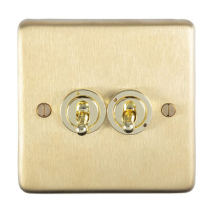 Eurolite SBT2SW Eurolite Stainless Steel 2 Gang Toggle Switch - Satin Brass (LEAD TIME: 2-3 DAYS)