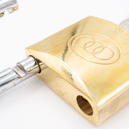 Tri Circle 50mm Long Shackle Brass Padlock - Image 2