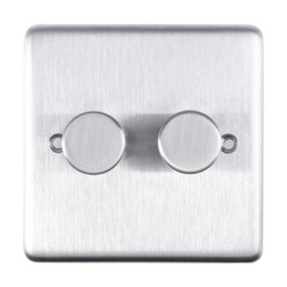 Eurolite SSS2D400 Eurolite Stainless Steel 2 Gang Dimmer - Satin Stainless Steel (LEAD TIME: 2-3 DAYS)