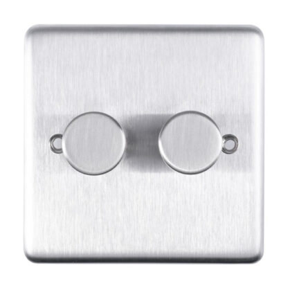 Eurolite SSS2D400 Eurolite Stainless Steel 2 Gang Dimmer - Satin Stainless Steel (LEAD TIME: 2-3 DAYS)