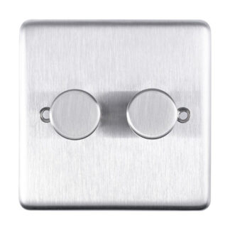 Eurolite SSS2DLED Eurolite Stainless Steel 2 Gang Dimmer - Satin Stainless Steel (LEAD TIME: 2-3 DAYS)