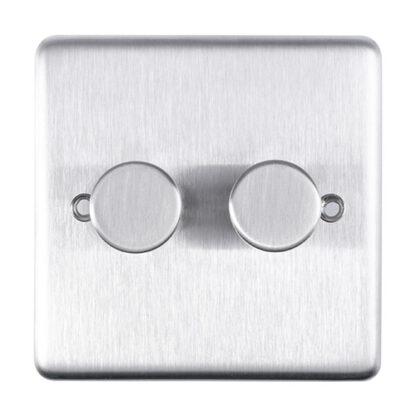 Eurolite SSS2DLED Eurolite Stainless Steel 2 Gang Dimmer - Satin Stainless Steel (LEAD TIME: 2-3 DAYS)