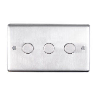 Eurolite SSS3DLED Eurolite Stainless Steel 3 Gang Dimmer - Satin Stainless Steel (LEAD TIME: 2-3 DAYS)