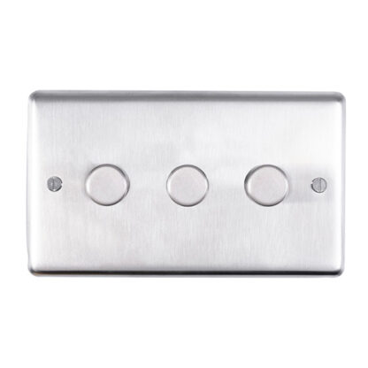 Eurolite SSS3DLED Eurolite Stainless Steel 3 Gang Dimmer - Satin Stainless Steel (LEAD TIME: 2-3 DAYS)