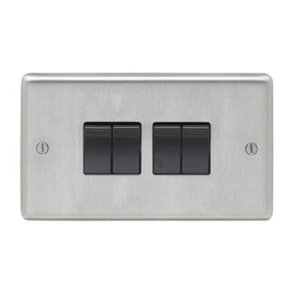 Eurolite SSS4SWB Eurolite Stainless Steel 4 Gang Switch - Satin Stainless Steel (LEAD TIME: 2-3 DAYS)