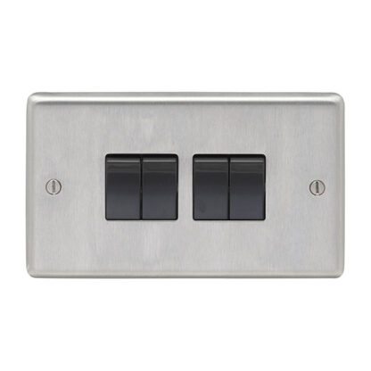 Eurolite SSS4SWB Eurolite Stainless Steel 4 Gang Switch - Satin Stainless Steel (LEAD TIME: 2-3 DAYS)