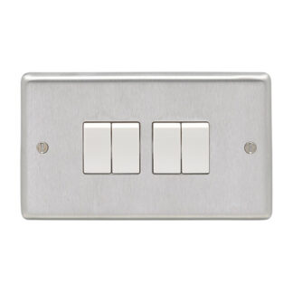 Eurolite SSS4SWW Eurolite Stainless Steel 4 Gang Switch - Satin Stainless Steel (LEAD TIME: 2-3 DAYS)