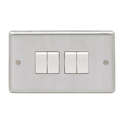 Eurolite SSS4SWW Eurolite Stainless Steel 4 Gang Switch - Satin Stainless Steel (LEAD TIME: 2-3 DAYS)