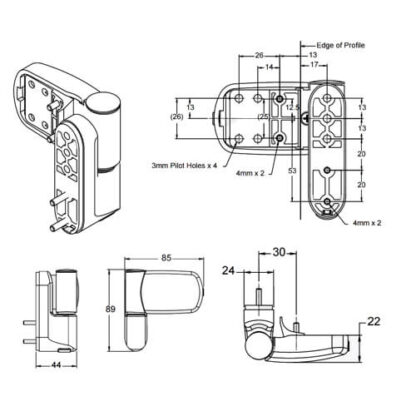 Avocet Triad Mini 3D Flag Hinge for UPVC Doors - Synseal variant - Image 2