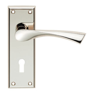 Serozzetta SZR021PN SEROZZETTA venti lever on face-fix backplate - lock 57mm - polished nickel  (LEAD TIME: 2-3 DAYS)