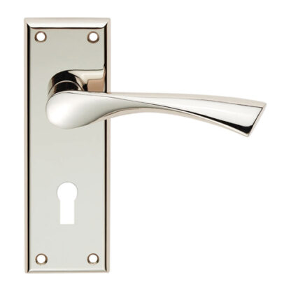 Serozzetta SZR021PN SEROZZETTA venti lever on face-fix backplate - lock 57mm - polished nickel  (LEAD TIME: 2-3 DAYS)