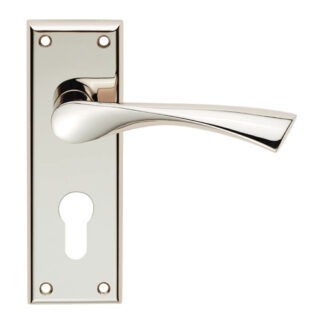 Serozzetta SZR021YPN SEROZZETTA venti lever on face-fix backplate - euro 47.5mm - polished nickel  (LEAD TIME: 2-3 DAYS)