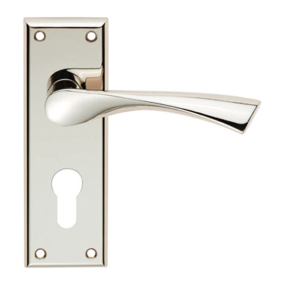 Serozzetta SZR021YPN SEROZZETTA venti lever on face-fix backplate - euro 47.5mm - polished nickel  (LEAD TIME: 2-3 DAYS)