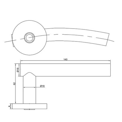 TSS Fire Rated Stainless Steel (SSS) 19mm Arched Lever On Rose Furniture - Image 2