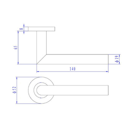 TSS Fire Rated Stainless Steel (SSS) 19mm Mitred Lever On Rose Furniture - Image 2