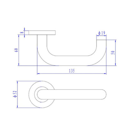 TSS Fire Rated Stainless Steel (SSS) 19mm Return To Door (Safety) Lever on Rose Furniture - Image 2