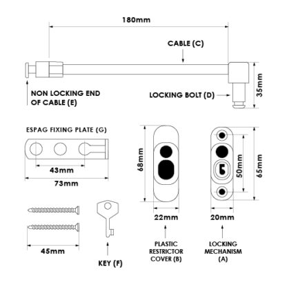TSS Espag Handle Cable Window Restrictors - Image 2
