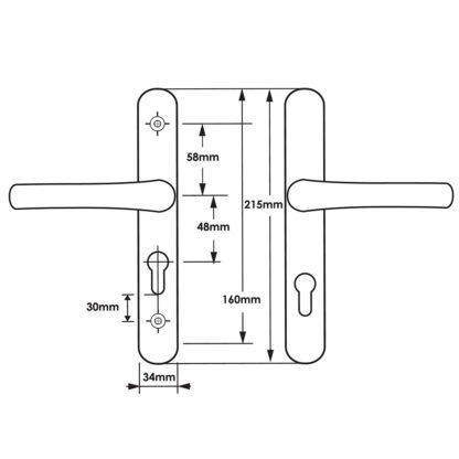 TSS Lever Lever UPVC Multipoint Door Handles - 48mm PZ - Sprung - 160mm Screw Centres - Image 2