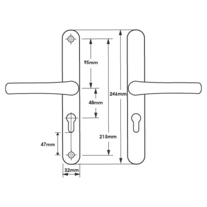 TSS Lever Lever UPVC Multipoint Door Handles - 48mm PZ - Sprung - 215mm Screw Centres - Image 2