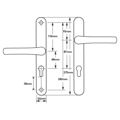 TSS LeverLever Offset UPVC Multipoint Door Handles - 48/87mm PZ - Sprung - 240mm Screw Centres - Image 2
