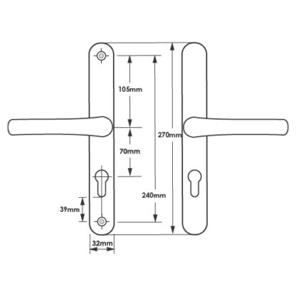 TSS Lever Lever UPVC Multipoint Door Handles - 70mm PZ - Sprung - 240mm Screw Centres - Image 2