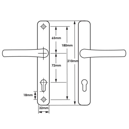 TSS Lever Lever UPVC Multipoint Door Handles - 72mm PZ - Sprung - 180mm Screw Centres - Image 2