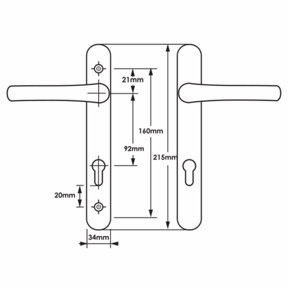 TSS Lever Lever Multipoint Door Handles - 92mm PZ - Sprung - 160mm Screw Centres - Image 4
