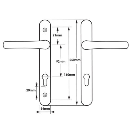 TSS Lever Lever Multipoint Door Handles - 92mm PZ - Sprung - 160mm Screw Centres - Image 2