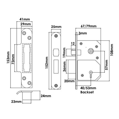 TSS Retro Fit British Standard 5 Lever Mortice Sashlock - Image 2