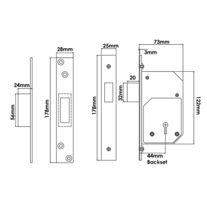 TSS British Standard Retro Fit 5 Lever Upright Mortice Deadlock - Image 2