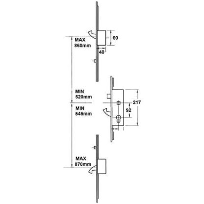 Yale Doormaster Latch 3 Hooks 2 Rollers Split Spindle UPVC Adjustable Repair Multipoint Door Lock - Image 2