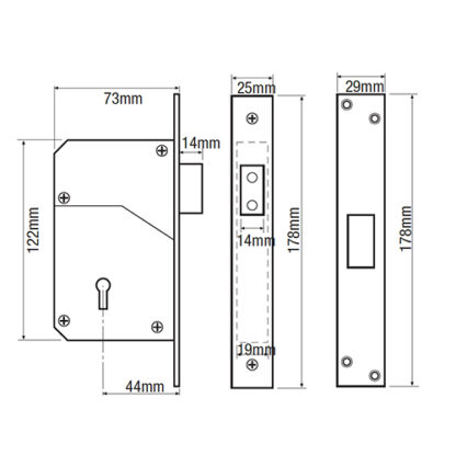 Zoo 5 Lever Upright Mortice Deadlock Satin - Image 2