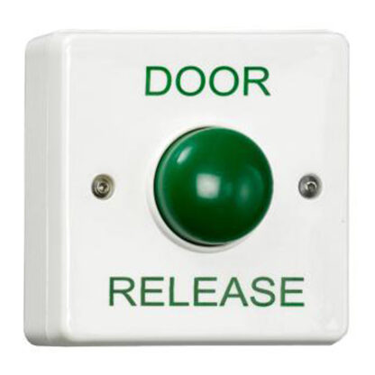 CQR AEB17/DR Surface Mounted Plastic Green Dome Button - Legend "Door Release" (LEAD TIME: 2-3 DAYS)