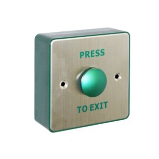 CQR AEB505/B Surface Mounted Request To Exit Switch With Green Dome - Legend "Press To Exit" - Stainless Steel / Green Back Box (LEAD TIME: 2-3 DAYS)