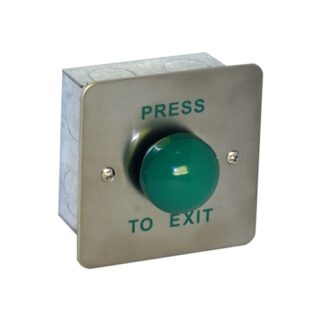 CQR AEB6/F Flush Request To Exit Green Dome Button - Legend "Press To Exit" - Stainless Steel (LEAD TIME: 2-3 DAYS)