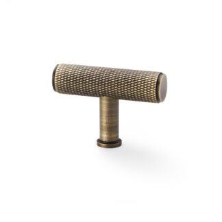 Alexander & Wilks AW801-55-AB Crispin Knurled T-bar Cupboard Knob - Antique Brass (LEAD TIME: 2-3 DAYS)