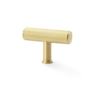 Alexander & Wilks AW801R-55-SBPVD Crispin Reeded T-bar Cupboard Knob - Satin Brass PVD (LEAD TIME: 2-3 DAYS)