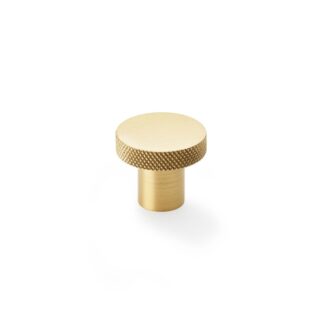 Alexander & Wilks AW802-30-SB Hanover Knurled Circular Cupboard Knob - Satin Brass - 30mm (LEAD TIME: 2-3 DAYS)