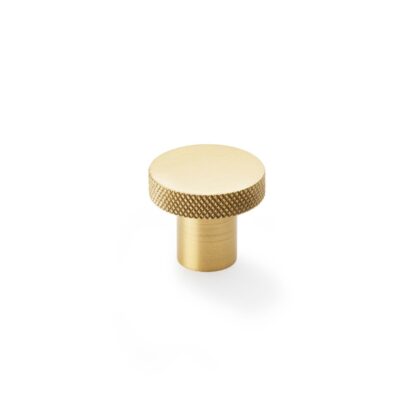 Alexander & Wilks AW802-30-SB Hanover Knurled Circular Cupboard Knob - Satin Brass - 30mm (LEAD TIME: 2-3 DAYS)