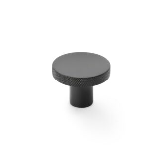Alexander & Wilks AW802-38-BL Hanover Knurled Circular Cupboard Knob - Black - 38mm (LEAD TIME: 2-3 DAYS)