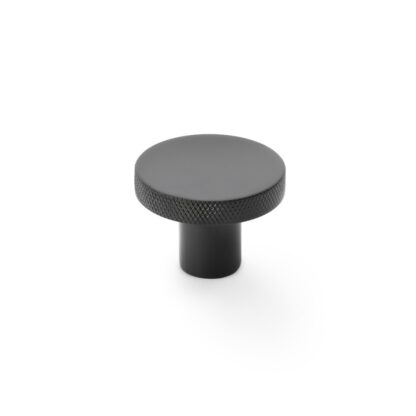 Alexander & Wilks AW802-38-BL Hanover Knurled Circular Cupboard Knob - Black - 38mm (LEAD TIME: 2-3 DAYS)
