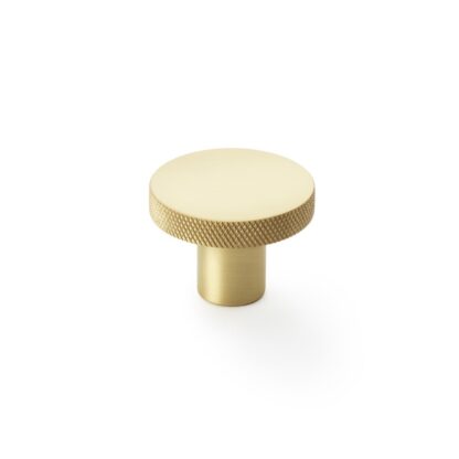 Alexander & Wilks AW802-38-SB Hanover Knurled Circular Cupboard Knob - Satin Brass - 38mm (LEAD TIME: 2-3 DAYS)