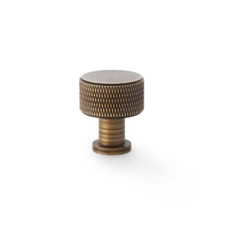 Alexander & Wilks AW807K-29-AB Lucia Knurled Cupboard Knob - Antique Brass - 29mm (LEAD TIME: 2-3 DAYS)