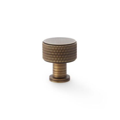 Alexander & Wilks AW807K-29-AB Lucia Knurled Cupboard Knob - Antique Brass - 29mm (LEAD TIME: 2-3 DAYS)