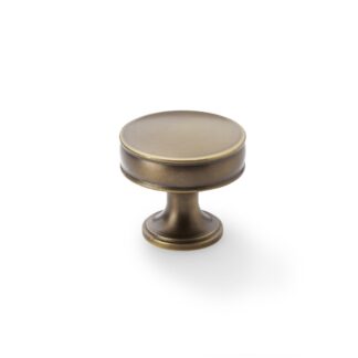 Alexander & Wilks AW808-38-AB Lynd Cupboard Knob - Antique Brass - 38mm (LEAD TIME: 2-3 DAYS)