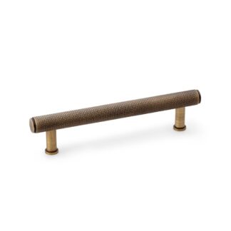 Alexander & Wilks AW809-128-AB Crispin Knurled T-bar Cupboard Pull Handle - Antique Brass - Centres 128mm (LEAD TIME: 2-3 DAYS)
